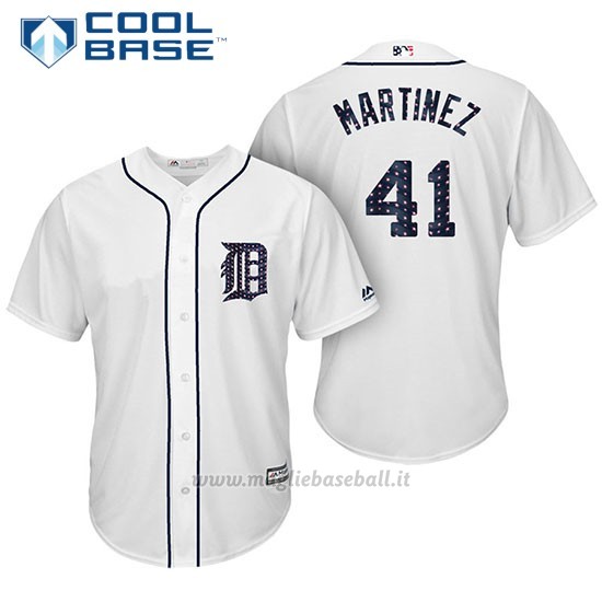 Maglia Baseball Uomo Detroit Tigers 2017 Estrellas y Rayas Victor Martinez Bianco Cool Base